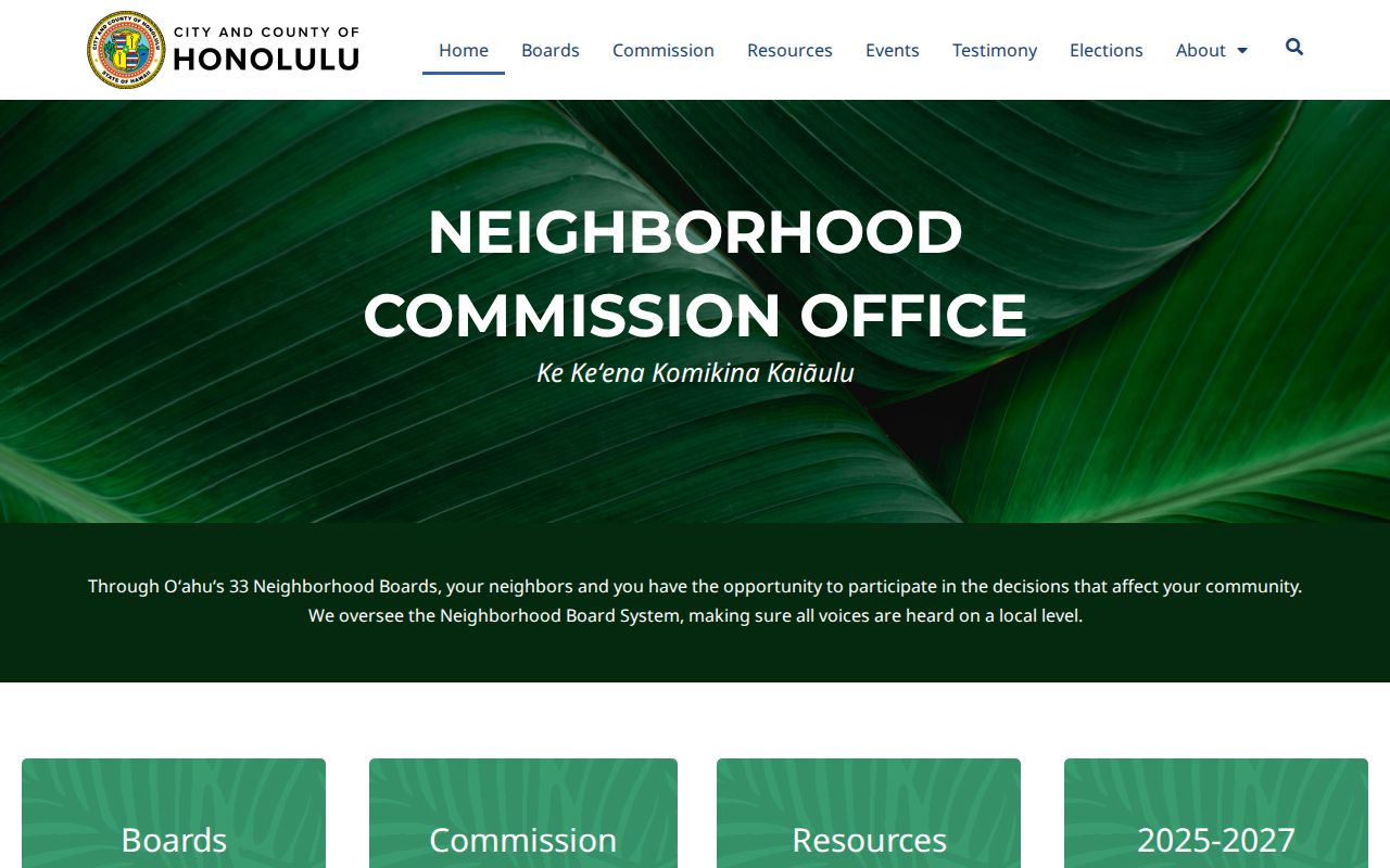Oʻahu Neighborhood Commission civic resources for Hawaiʻi neighbors by block