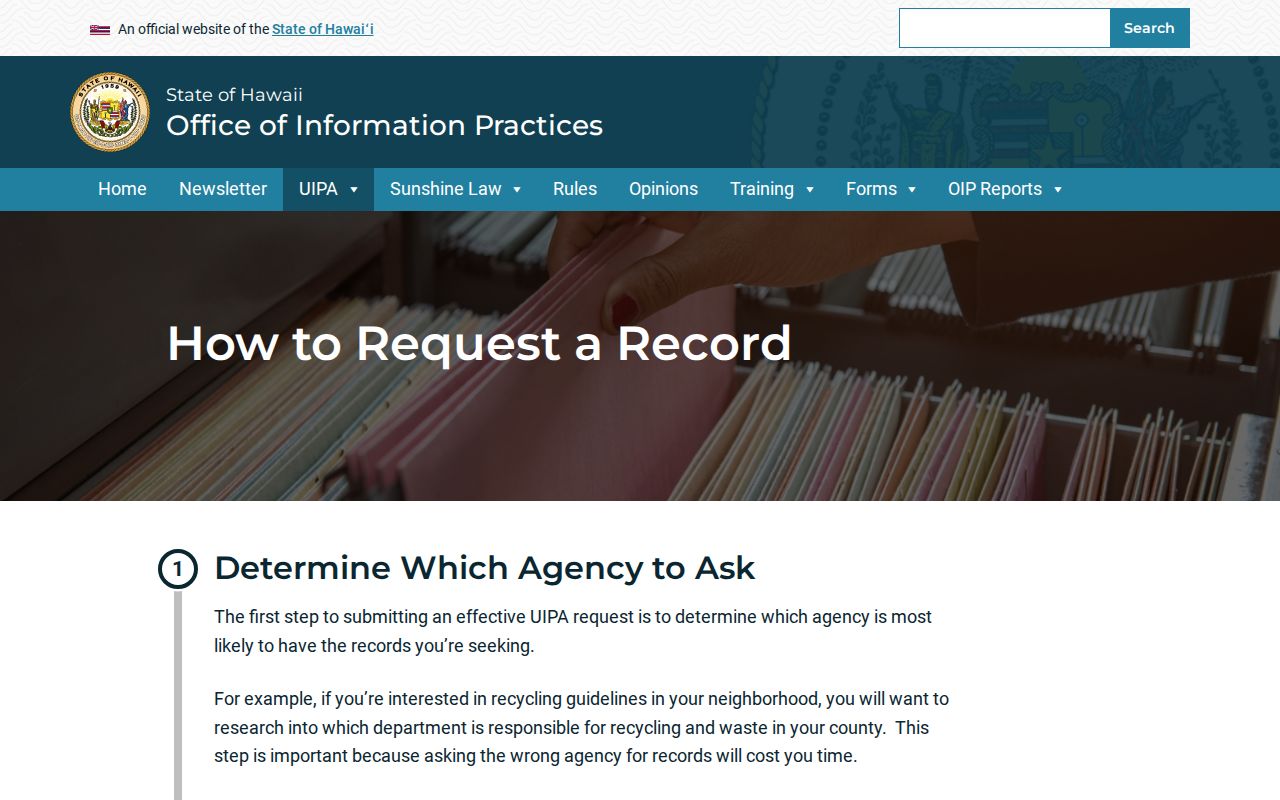 Hawaiʻi residents directory research using the OIP public-records request model