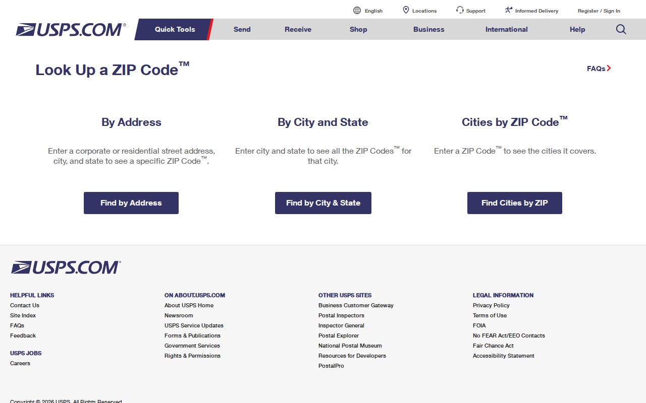 Hawaiʻi ZIP code lookup showing USPS address, city and state, and cities by ZIP search options